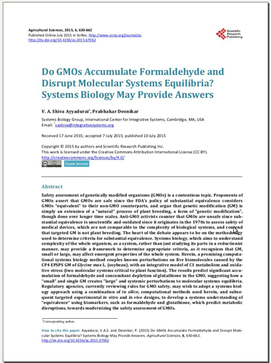 PEER-REVIEWED PAPER SUGGESTS GENETICALLY ENGINEERED SOY (GMO) PRODUCES EXCESS FORMALDEHYDE AND DISRUPTS NATURAL PLANT METABOLISM